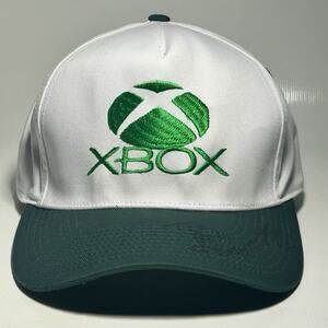 Vintage Xbox Logo White Green Snapback Hat Adjustable Y2K Gaming Cap Rare